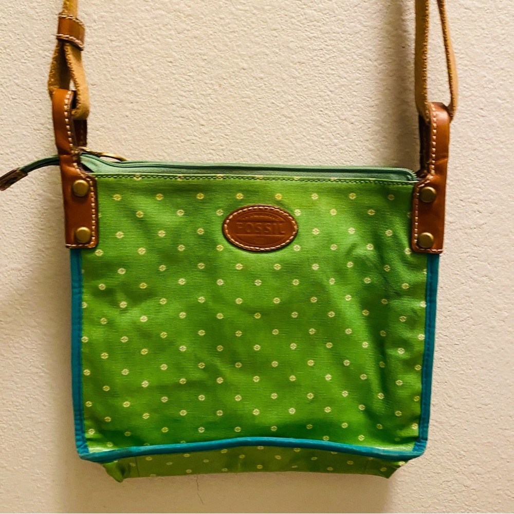 Fossil Green Snowflake Oilcloth Crossbody Bag
